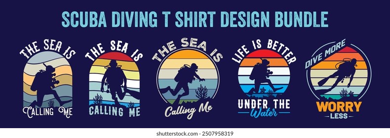 
Best retro vintage scuba diving t shirt design bundle, vector, illustration,