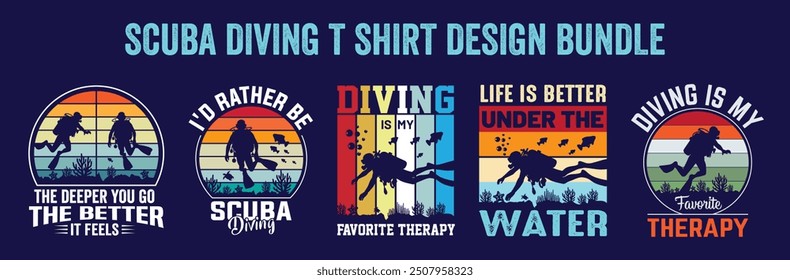 
Best retro vintage scuba diving t shirt design bundle, vector, illustration,