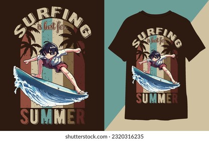 Best Retro, Vintage surfing t-shirt design.