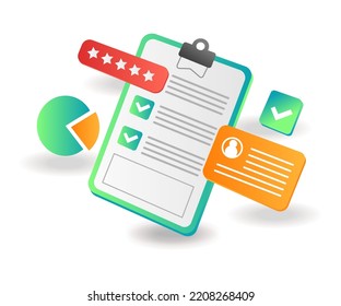 The best review data checklist in isometric flat illustration