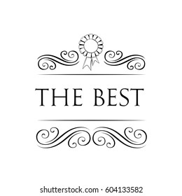 The best. Ribbon award label. Vector illustration isolated on white background