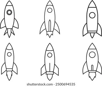 best rocket line art vector silhouette designs illustration