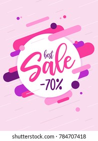 Best sale up to 70% banner, colorful and playful design.