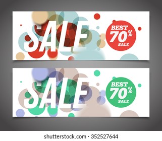 Best sale banner or offer design template. Sale banner design, blank, print design, coupon for web or print. Sale text with confetti. Sale and discounts template. Discount abstract design.