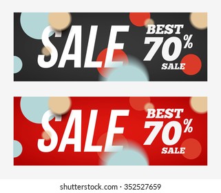 Best sale banner or offer design template. Sale banner design, blank, print design, coupon for web or print. Sale text with confetti. Sale and discounts template. Discount abstract design.