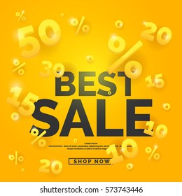 Best sale banner. Original poster for discount. Bright abstract background with text. Vector illustration.