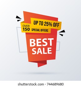 Best sale banner template in modern origami style on white background