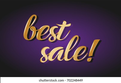 best sale hand written text gold golden writing calligraphy calligraphic yellow purple letters background logo postcard banner concept vector creative company icon design template modern