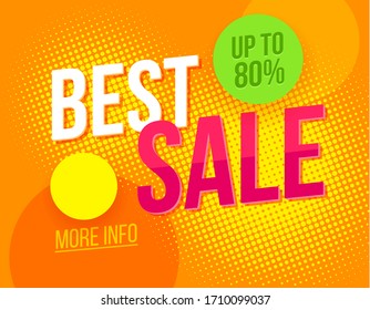 Best sale orange background. Up to 80% sale flyer template. Best price vector banner