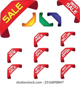 Best for sale sticker, price tag, quality mark, Red postage stamps, A collection of different colored star stickers, Realistic red price tags collection, Special offer or shopping discount label.