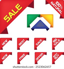 Best for sale sticker, price tag, quality mark, Red postage stamps, A collection of different colored star stickers, Realistic red price tags collection, Special offer or shopping discount label.