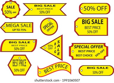 best sale tags for promotions. vector illustration tags.different shapes. 