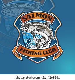 Best Salmon Fishing Logo Ribbon Shield Stock Vector (Royalty Free ...