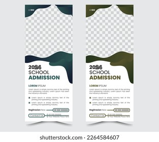 The Best School Admission Rollup Banner Template Design. Set of Rollup Banner for Studying, training, education, e-learning, courses, university, and graduating. Kids back to school education poster.