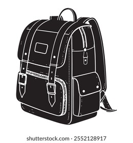 A best school and college bag silhouette vector on white background
