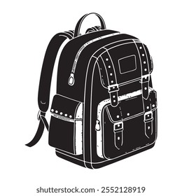 A best school and college bag silhouette vector on white background
