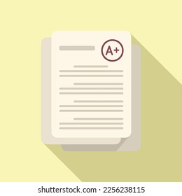 Best school test icon flat vector. Paper check. Survey sheet