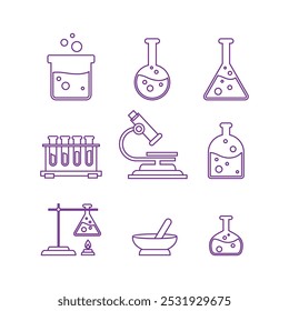 Best Science Lab Elements Collection Line Vector