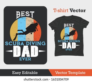 Best Scuba Diving Dad Ever Retro Sunset t-shirt-Design elements for illustration, poster, t-shirt.  - Shutterstock ID 1631004709