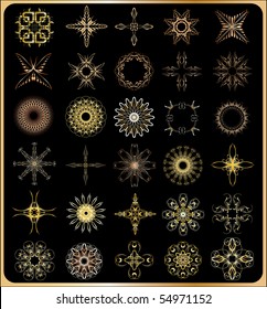 The best selection of fine gold elements in the vector on a black background, to design and designers