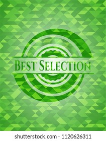 Best Selection green emblem. Mosaic background