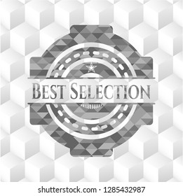 Best Selection grey badge with geometric cube white background