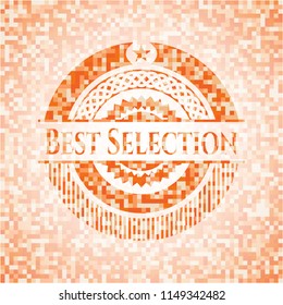 Best Selection orange tile background illustration. Square geometric mosaic seamless pattern with emblem inside.
