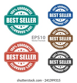 Best seller 100% guarantee icon, tag, label, badge, sign, sticker isolated on white, vector format