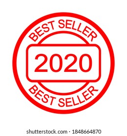 Best seller 2020 stamp. Red rubber stamp. Seal. Product quality. Bestseller cachet. Round print. Top seller