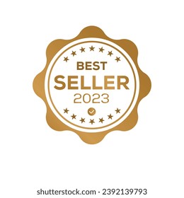 (Best Seller 2023) zertifiziertes Badge, Vektorgrafik.