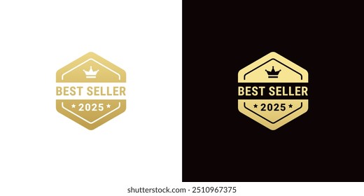 Rótulo Best Seller 2025 ou vetor isolado do logotipo Best Seller 2025. Best seller 2025 selo vetor para produto, design de impressão, aplicativos, sites e mais sobre o produto best seller.