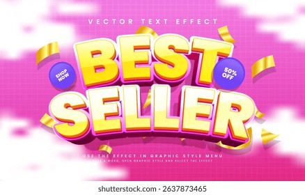 Best seller 3d editable vector text effect. Modern theme,  suitable for promotion product sale.
