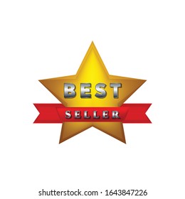 best seller award label. with ribbon and star logo Ideas.  Template Vector Illustration. Isolated On White Background