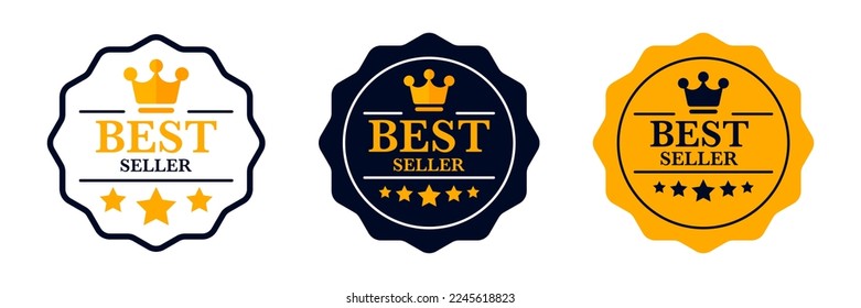 Best seller badge. Best choice. Best Award brand, premium laurel with crown and stars. Top product icon logo design template. Vector illustration
