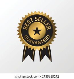 Best Seller Badge Illustration. Best Quality Golden Medal with Stars. Vector