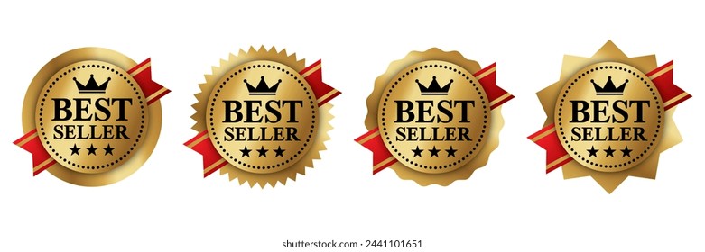 Best seller badge logo design. Best seller sticker label. 100% Satisfaction Guaranteed. Vector Illustration.