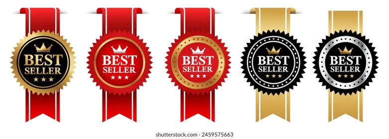 Best seller badge logo design. Best seller sticker label. 100% Satisfaction Guaranteed. Vector Illustration.