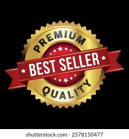 Best seller badge logo design. Best seller sticker label. premium quality. Vector Illustration.