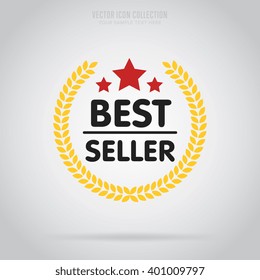 Best seller badge. Best seller vector isolated. Badge in flat design style. Isolated badge. Retail badge. Best seller tag. Advertisement symbol. Best seller icon. Best seller logo. Best seller stamp.