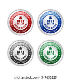 Best seller badges placed on white background
