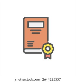 O livro de best-seller preencheu o ícone do contorno. ilustração popular da linha da cor do livro.
