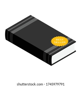 Best seller book isometric view. Isolated on white background. Vector