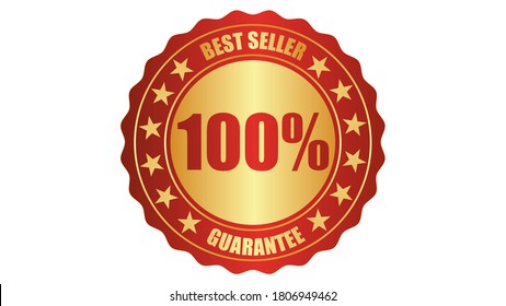 Best Seller Book Stamp Icon Or A Guarantee Tag, Badge, Label, Original Certified Concept With 100% Seal Icon Vector Illustration, Logo Isolated On White Background And Golden Text