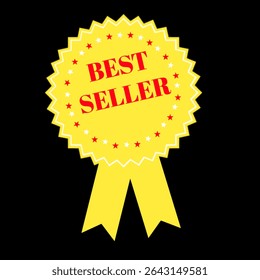 Best seller bright yellow colour badge.company promotion half circle seller label.shopping busines icon vector. White and red stars selling banner.