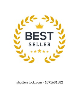 Best seller ceremony award laurel winner. Best seller wreath gold logo symbol