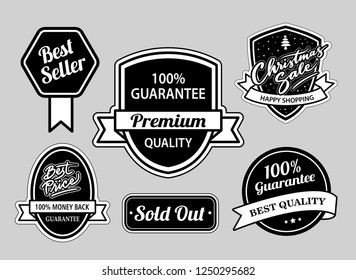 Best seller and Christmas sale badges black and white good use for logo, t-shirt design, brand, symbol, sign or any design you want. 