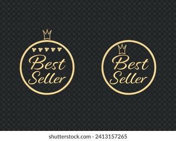 best seller with crown and stars gold stamp emblem badge tag 