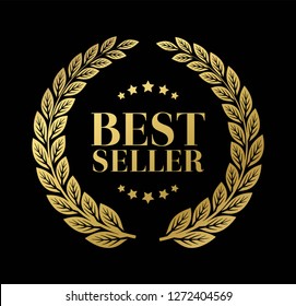 Best Seller Gold sign with laurel vector