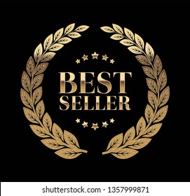 Best Seller Gold sign with laurel vector