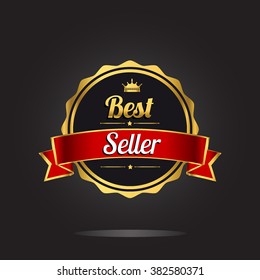 Best seller golden label, vector illustration.